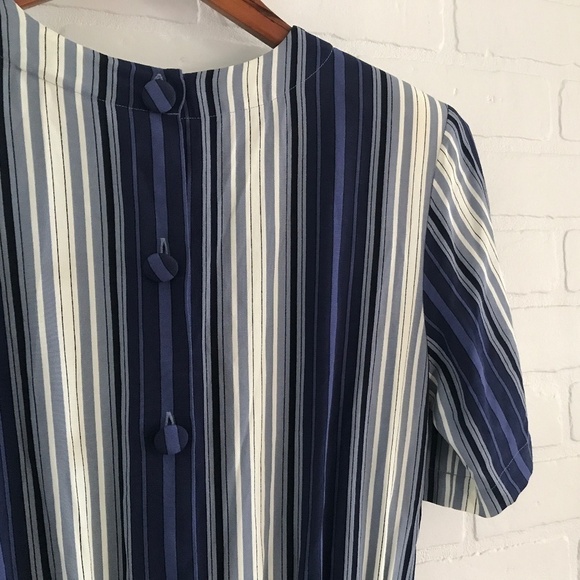 Vintage Y2K NWT Deadstock Maxi Dress Talbots Navy/Gray/Cream Stripes Size L - Picture 7 of 7